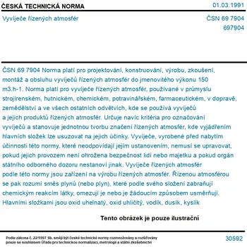 ČSN 69 7904 - Vyvíječe řízených atmosfér - Tisk