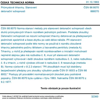 ČSN 66 8070 - Průmyslové trhaviny. Stanovení detonační schopnosti - Tisk