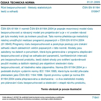 ČSN EN 61164 - Růst bezporuchovosti - Metody statistických testů a odhadů - Tisk