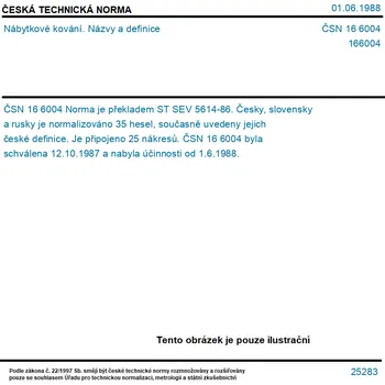 ČSN 16 6004 - Nábytkové kování. Názvy a definice - Tisk