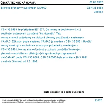 ČSN 35 6563 - Blokové přenosy v systémech CAMAC - Tisk
