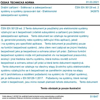 ČSN EN 50129 ed. 2 - Drážní zařízení - Sdělovací a zabezpečovací systémy a systémy zpracování dat - Elektronické zabezpečovací systémy - Tisk