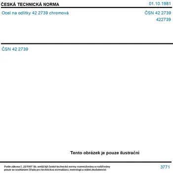 ČSN 42 2739 - Ocel na odlitky 42 2739 chromová - Tisk