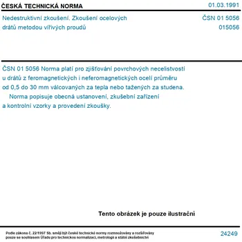 ČSN 01 5056 - Nedestruktivní zkoušení. Zkoušení ocelových drátů metodou vířivých proudů - Tisk