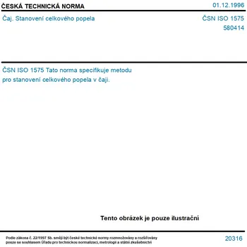 ČSN ISO 1575 - Čaj. Stanovení celkového popela - Tisk