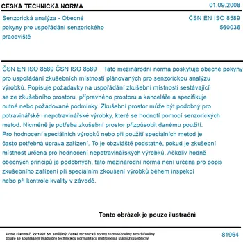 ČSN EN ISO 8589 - Senzorická analýza - Obecné pokyny pro uspořádání senzorického pracoviště - Tisk