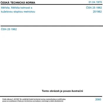 ČSN 25 1962 - Měřidla. Měřidla kolmosti s kuželovou stopkou metrickou - Tisk