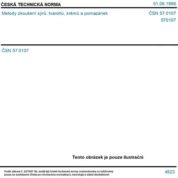 ČSN 57 0107 - Metody zkoušení sýrů, tvarohů, krémů a pomazánek - Tisk