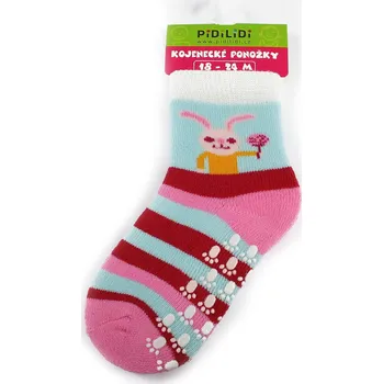 Modrorůžové dívčí kojenecké protiskluzové ponožky 18 - 24 měsíců Aubry