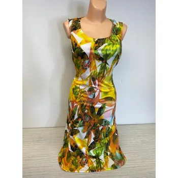 Dámské šaty damské šaty, Barva Žlutá, Velikost XXL 48, Materiál 98% Polyester 2% Lycra