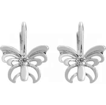 Náušnice Stříbrné náušnice visací se zirkonem motýl Krystal