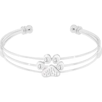 Náramek biju Náramek z chirurgické oceli pevný, tlapka ozdobená zirkony 2002007