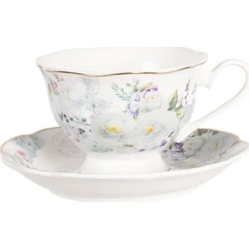 Clayre & Eef Šálek s podšálkem 220 ml Butterflies