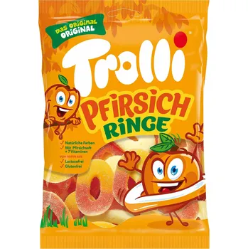 Cukrovinka Želé TROLLI 200 g sáček BROSKVOVÁ KOLEČKA s vitamíny (želé trolli / želé PFIRSICH RINGE / vitamínové želé)