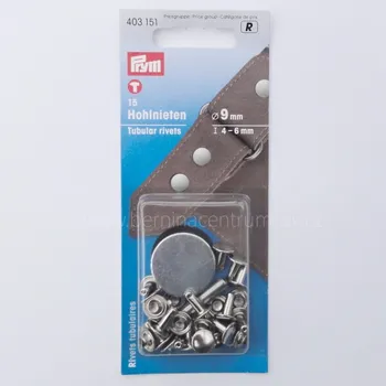 PRYM Nýt rozklepávací na koženku, kůži, sada 15ks M9x6 stříbrná