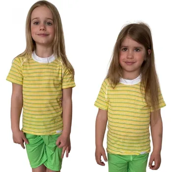 Chlapecké tričko COOL NANO triko dětské .110 .žluto-zeleno-bílé pruhy