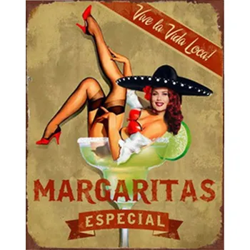 Plechová cedule Kovová nástěnná cedule Margaritas - 20*1*25 cm
