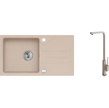 Granitový dřez Kuchyňský set Alveus GALAPAGOS 30 + baterie AFRA Barva: béžová, Označení: Beige + Dárek