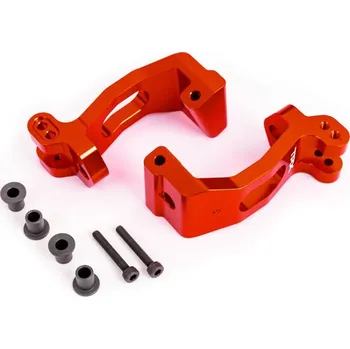 RC vybavení 1:8 Traxxas Sledge 4WD TQi: Závěs těhlice hliníkový, červeně eloxovaný (levý a pravý)