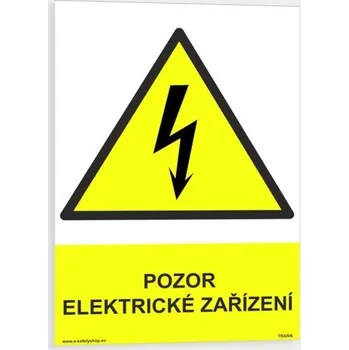 Pozor elektrické zařízení Plast 105 x 148 mm (A6) tl. 0.5 mm - Kód: 10820