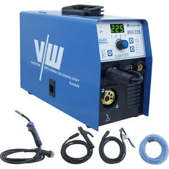 Svářečka Svářecí invertor VECTOR MIG 225 Synergic + kabely + hořák + ventil + láhev CO2 plná