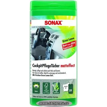 Autokosmetika Čistící ubrousky na palubní desku - matný efekt, Green Lemon - 25 ks /SONAX 412800, 04128000/