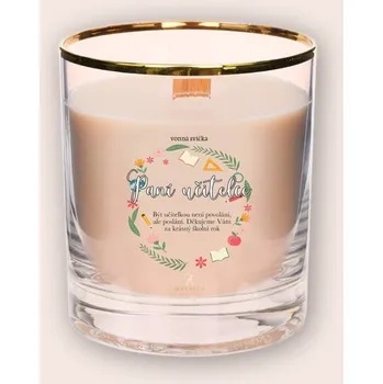 Svíčka Svíčka s věnováním paní učitelce BAREVNÁ Barva: Krémová, Nápis: Barevná “Krásný školní rok”