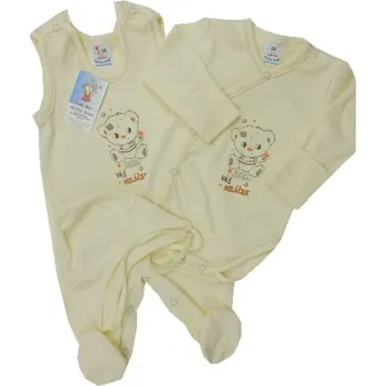 Kojenecká souprava český výrobce Autex Baby Souprava do porodnice 3-dílná český nápis Miláček smetanová - vel. 56