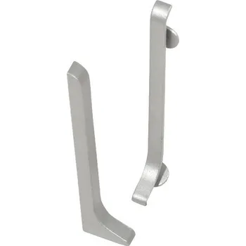 soklová lišta NOVÁK Koncovka levá pro lištu 60mm PVC ABS stříbro, 2ks AASE 60-XKL/ABS