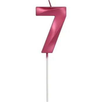 Dortová svíčka Folat Svíčka Glamour číslo 7 Bordo Metallic