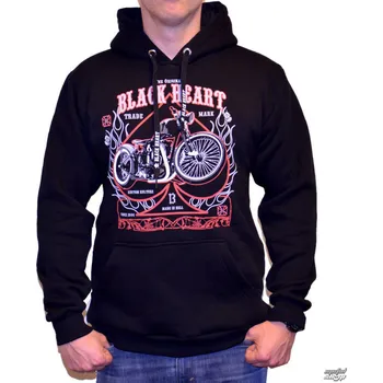 Pánská mikina mikina s kapucí pánské - FLAME CHOPPER - BLACK HEART - 003-0030-BLK - L