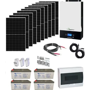 solární set Solární set Sunset Kombi 3850, 230V AC, panely 3850Wp, měnič 5000W, Gelové akumulátory 4x220Ah 10,56kWh, Kombi měnič MPPT s možností napojení sítě 230VAC nebo agregátu (Komponenty pro solární sestavu 230V/3850Wp s možností nabíjení ze sítě)