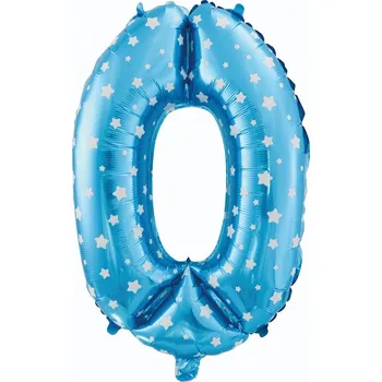 Fóliový balónek číslo 0-9, modrý s hvězdičkami, 61 cm