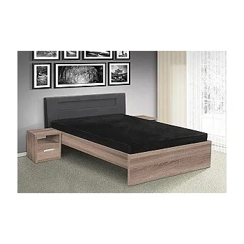 Postel Postel MEADOW 120cm, s matracemi, s roštem a LED osvětlení dub sonoma / šedé čelo