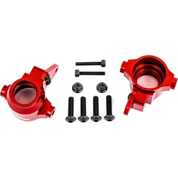 RC vybavení 1:8 Traxxas Sledge 4WD TQi: Těhlice přední, hliníková, červeně eloxovaná (levá a pravá)