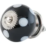 Černá keramická úchytka s puntíky – Ø 4 cm