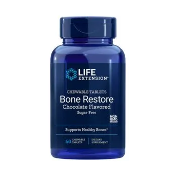 Zdraví Life Extension Bone Restore Doplněk stravy s vápníkem, vitamínem D3 a minerály 60 ks, Čokoláda, žvýkací tablety