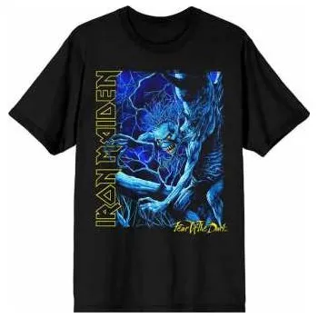 Merch Iron Maiden: Tričko Fear Of The Dark Blue Tone Eddie Vertical Logo Iron Maiden XL 2022