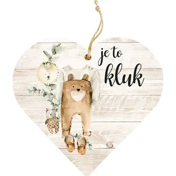 Obraz Bohemia Gifts Dřevěné dekorační srdce s potiskem Je to kluk 12 cm