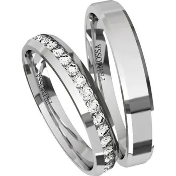 Prsten Primossa Elegantní snubní prsteny se zirkony a s reliéfem Primossa, bílé zlato - vzor č. 306 Dámský prsten: 49 mm, Pánský prsten: 53mm