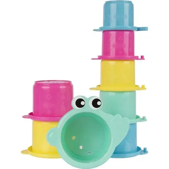 vodní stůl Playgro Skládací kelímky "Stacking" 6 m+ - krokodýl pastel