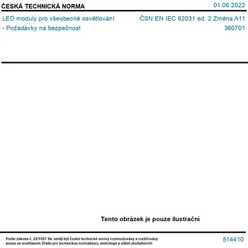ČSN EN IEC 62031 ed. 2 Změna A11 - LED moduly pro všeobecné osvětlování - Požadavky na bezpečnost - Tisk