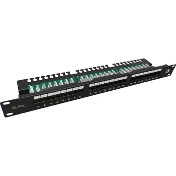 Patch panel Solarix Patch panel 24x RJ-45 Cat5e UTP s vyvazovací lištou 1U SX24L-5E-UTP-BK-N