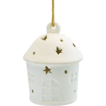Vánoce Lucernička keramická s LED osvětlením 10x7 cm