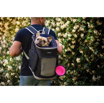 Psí batoh Vsepropejska Evor batoh pro psa na záda i na kolo | do 4 Kg Barva: Černá