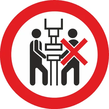 Značení Stroj smí obsluhovat pouze jedna osoba samolepící vinylová fólie 100 x 100 mm