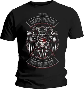 Pánské tričko Rock Off Five Finger Death Punch Biker Badge černé S