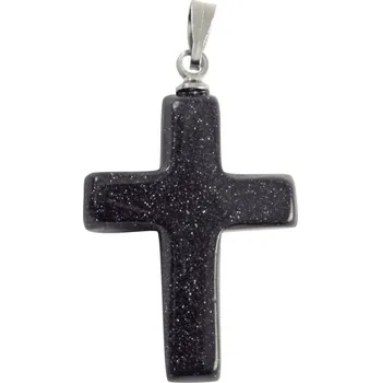 Přívěsek Milujeme Kameny Avanturín modrý syntetický - křížek - přívěsek 140229