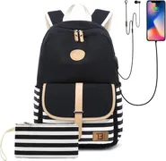 Topbags Canvas Stripes With Pocket černý