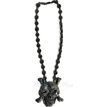Karnevalový doplněk Gumový náhrdelník s lebkou